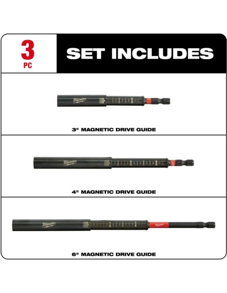 Juego de Guía Magnética Milwaukee 3 Piezas Acero Inoxidable Juego de Guía Magnética Milwaukee 3 Piezas Acero Inoxidable