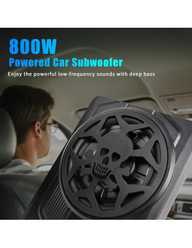 Subwoofer de Coche Slim 800W con Iluminación y Control Remoto