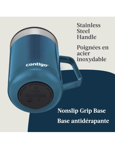 Taza de Acero Inoxidable Contigo 414 mL Aislada con Asa Azul