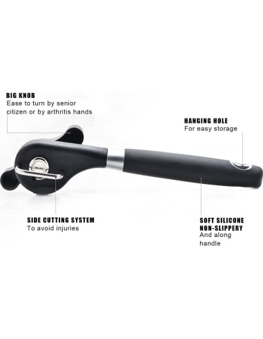 Abrelatas Manual de Seguridad iheyfill, Acero Inoxidable Ergonómico