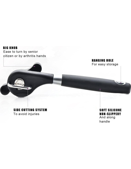 Abrelatas Manual de Seguridad iheyfill, Acero Inoxidable Ergonómico Abrelatas Manual de Seguridad iheyfill, Acero Inoxidable Ergonómico