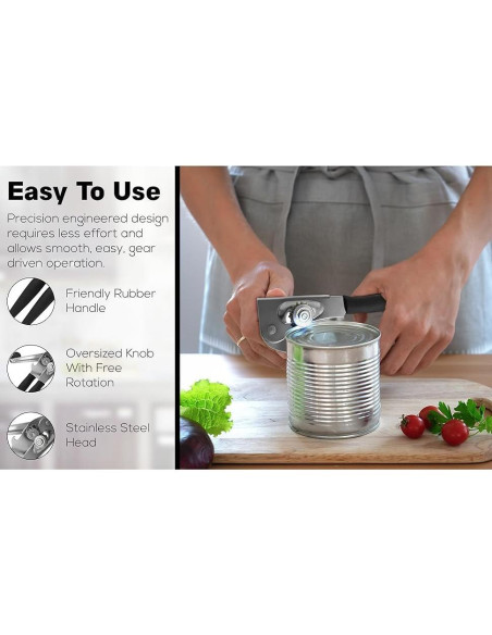 Abridor de Latas Manual LUFMWCWD con Mango Ergonómico Negro Abridor de Latas Manual LUFMWCWD con Mango Ergonómico Negro
