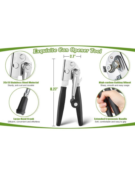 Abridor de Latas Manual LUFMWCWD con Mango Ergonómico Negro Abridor de Latas Manual LUFMWCWD con Mango Ergonómico Negro