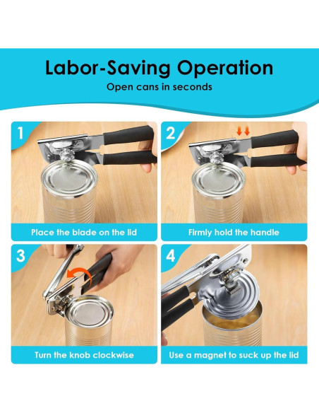 Abridor de Latas Manual LUFMWCWD con Mango Ergonómico Negro Abridor de Latas Manual LUFMWCWD con Mango Ergonómico Negro
