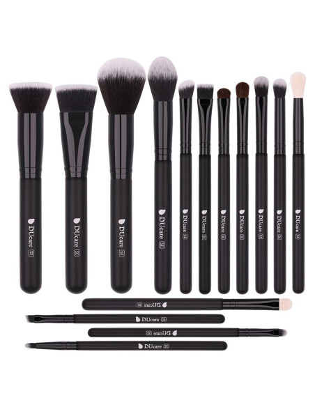 Conjunto de Brochas de Maquillaje DUcare 15 Piezas Negras Conjunto de Brochas de Maquillaje DUcare 15 Piezas Negras