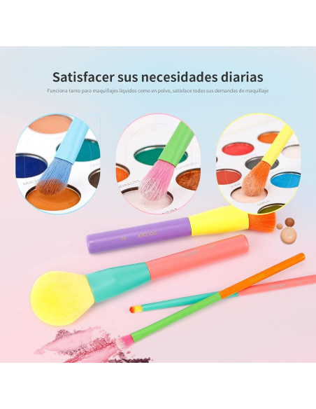 Docolor Juego de Brochas de Maquillaje 15Pcs Coloridas Docolor Juego de Brochas de Maquillaje 15Pcs Coloridas