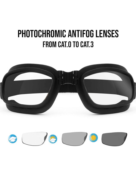 Gafas de Moto Bertoni 112 con Lentes Fotoquímicas Antivaho Gafas de Moto Bertoni 112 con Lentes Fotoquímicas Antivaho