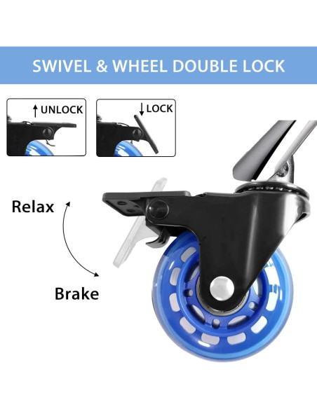 Ruedas de Silla de Oficina ANPTGHT con Freno Azul Set de 5 Ruedas de Silla de Oficina ANPTGHT con Freno Azul Set de 5