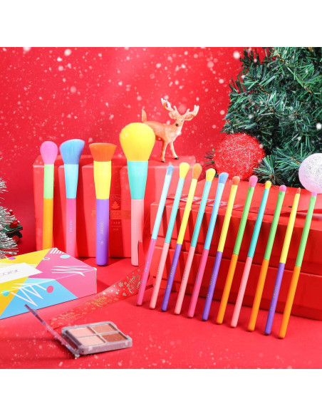 Docolor Juego de Brochas de Maquillaje 15Pcs Coloridas Docolor Juego de Brochas de Maquillaje 15Pcs Coloridas