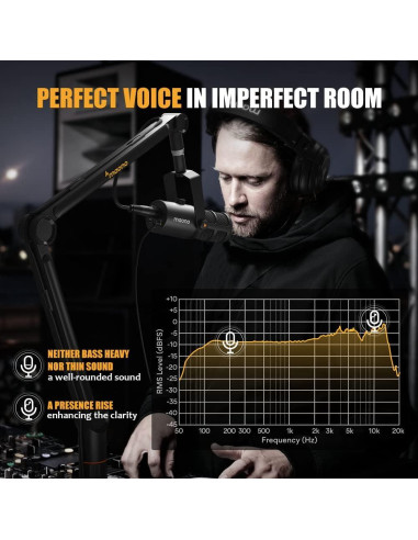 Micrófono Dinámico MAONO PD400X con Auriculares AU-MH601