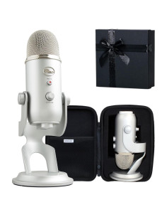 Micrófono USB Logitech Blue Yeti Plata con Funda de Viaje EVA