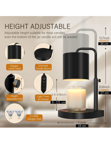 Lámpara Calentadora de Velas Zukakii Ajustable 50W Negro