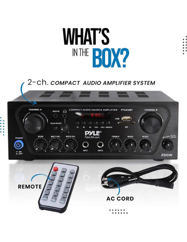 Amplificador de Audio Pyle PTA24BT 250W Bluetooth 2 Canales