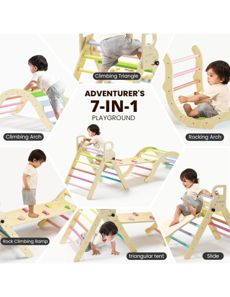 Conjunto Triángulo Pikler BlueWood 9-en-1 Parque Infantil Conjunto Triángulo Pikler BlueWood 9-en-1 Parque Infantil