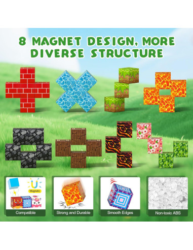 Axirata 208 Piezas Bloques de Construcción Magnéticos para Niños