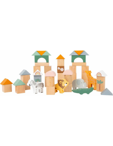 Juego de Bloques de Construcción de Madera Pequeño Pie Safari 50 Piezas
