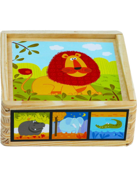 Rompecabezas de Cubos de Madera TOWO 9 Cubos Animales 2 Años Rompecabezas de Cubos de Madera TOWO 9 Cubos Animales 2 Años