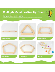 HONEY JOY Viga de Equilibrio de Madera con Piedras de Paso 2