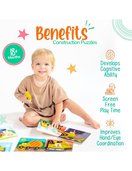 Rompecabezas de Madera Klevly 6 en 1 para Niños 2-4 Años Rompecabezas de Madera Klevly 6 en 1 para Niños 2-4 Años