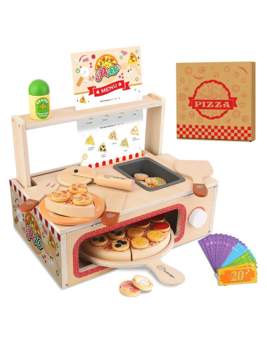 Juego de Pizza de Madera iLuckinSpri 68PCS para Niños 3+