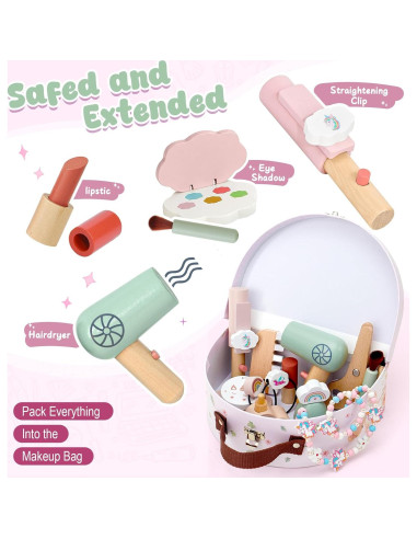 Juego de Maquillaje de Madera Toyssa Unicornio 20x15cm