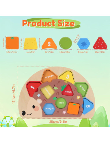 Rompecabezas Montessori de Madera Playducate para Niños 1-3 Años