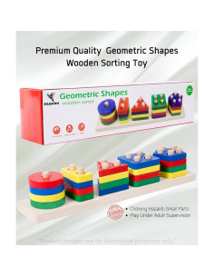 Juguete de Clasificación y Apilamiento de Madera PAGANY 21 Piezas 2