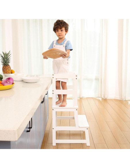 Escalera de cocina Montessori Joylico para niños - Madera blanca Escalera de cocina Montessori Joylico para niños - Madera blanca