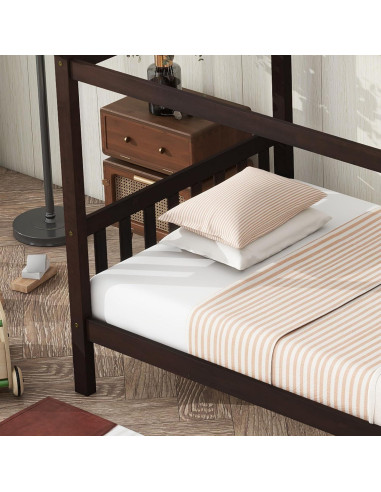 Cama Casa Twin Bellemave para Niños de Madera Espresso