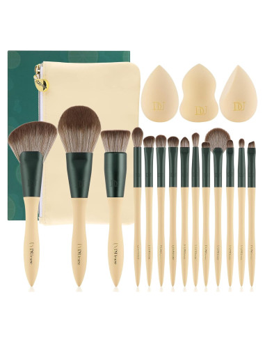 Set de Pinceles de Maquillaje DUcare 14Pcs + 3 Esponjas