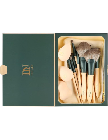 Set de Pinceles de Maquillaje DUcare 14Pcs + 3 Esponjas