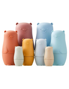 Muñecas Rusas de Silicona Chivao 8 Piezas Apilables Oso