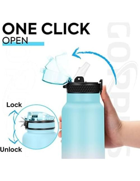 Botella de Agua GOPPUS 0.68L Doble Pared Aislada Azul Rosa Botella de Agua GOPPUS 0.68L Doble Pared Aislada Azul Rosa