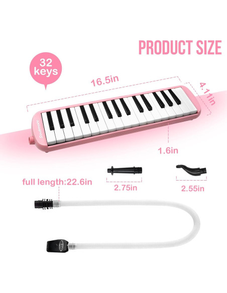 Melodica Soulmate 32 Teclas Rosa para Niños y Principiantes Melodica Soulmate 32 Teclas Rosa para Niños y Principiantes