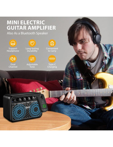 Mini Amplificador de Guitarra Portátil 5W S3 Bluetooth Negro Mini Amplificador de Guitarra Portátil 5W S3 Bluetooth Negro