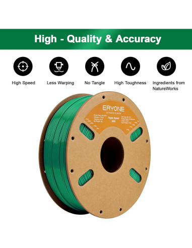 Filamento ABS ERYONE 1.75mm verde 1kg para impresión 3D