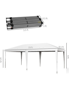 Carpa Portátil OPAHDN 3.05x5.87m Blanca, Resistente y Fácil de Montar 2