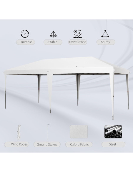 Carpa Portátil OPAHDN 3.05x5.87m Blanca, Resistente y Fácil de Montar Carpa Portátil OPAHDN 3.05x5.87m Blanca, Resistente y Fácil de Montar