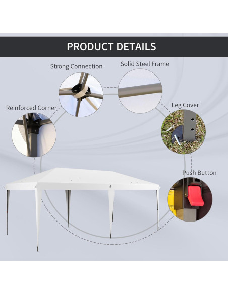 Carpa Portátil OPAHDN 3.05x5.87m Blanca, Resistente y Fácil de Montar Carpa Portátil OPAHDN 3.05x5.87m Blanca, Resistente y Fácil de Montar