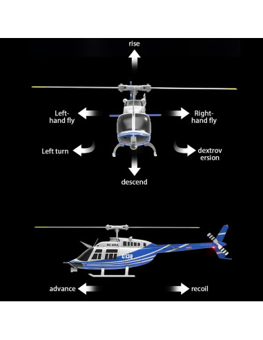 Helicóptero RC Ssccgym C138 6CH Giroscopio 720p Azul