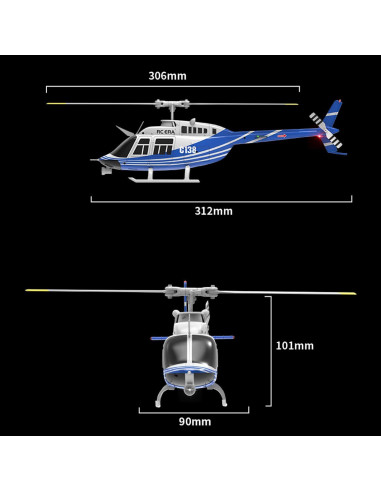 Helicóptero RC Ssccgym C138 6CH Giroscopio 720p Azul