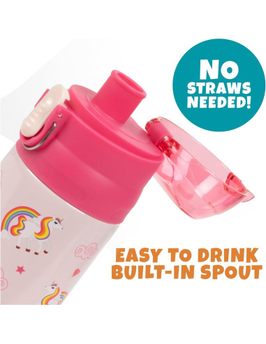 Botella de Agua Aislada Bentology Unicornio 390 ml Reutilizable