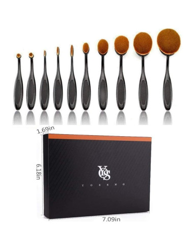 Juego de Brochas de Maquillaje Yoseng 10 Pcs Ovaladas