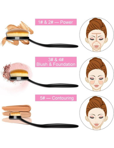 Juego de Brochas de Maquillaje Yoseng 10 Pcs Ovaladas