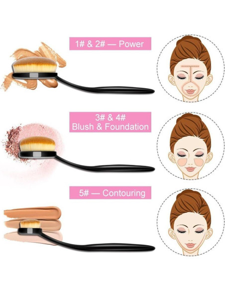 Juego de Brochas de Maquillaje Yoseng 10 Pcs Ovaladas Juego de Brochas de Maquillaje Yoseng 10 Pcs Ovaladas