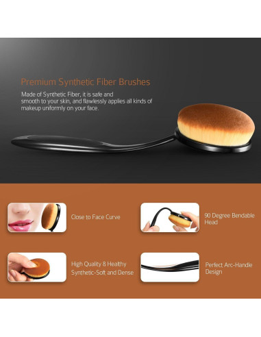 Juego de Brochas de Maquillaje Yoseng 10 Pcs Ovaladas