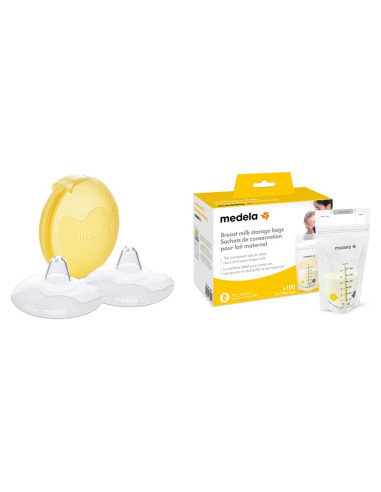 Bolsas de Almacenamiento de Leche Materna Medela 100 Unidades + Protectores de Pezón