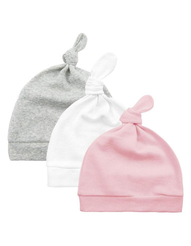 Conjunto Gorro y Manoplas Durio para Bebés 0-6 Meses Gris/Rosa