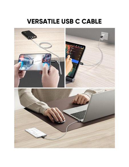 Cable USB a USB C 15 cm CableCreation Carga Rápida Negro Cable USB a USB C 15 cm CableCreation Carga Rápida Negro