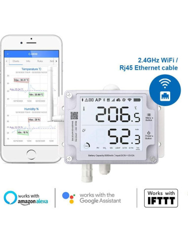 Termómetro Higrómetro WiFi UbiBot GS1-AETH1RS + Sirena